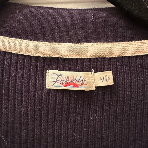 Faherty Navy Blue Long Sleeve Polo Sweater, Size: M - Picture 4 of 7